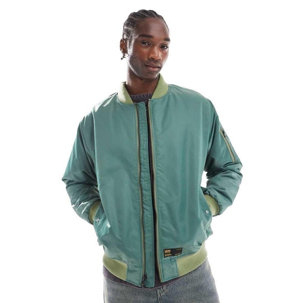 Vans Mens Green‎ Copley Bomber Flight Jacket Full Zip Utility Pocket XL NEW